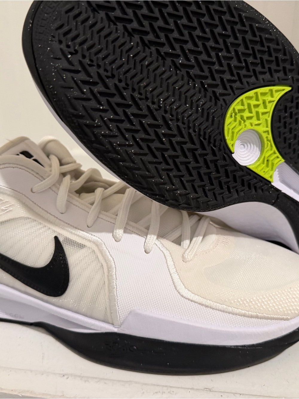 Nike Sabrina 2 White and Black Basketball Shoes with Neon Accent
